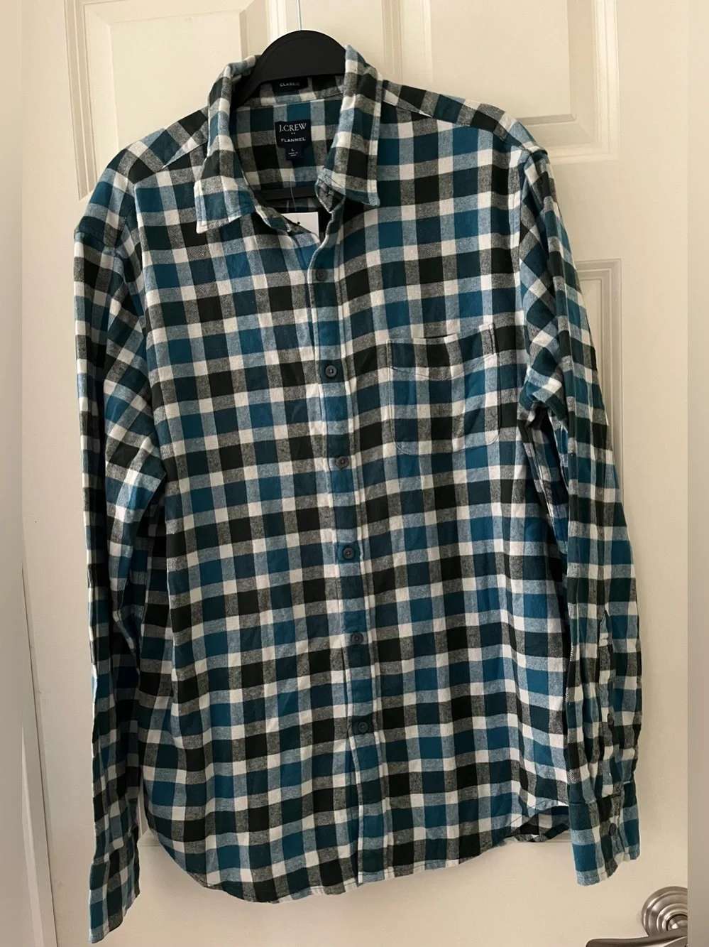 NWT J.Crew Flannel Classic Plaid Button Down Long Sleeve shirt 100% cotton L